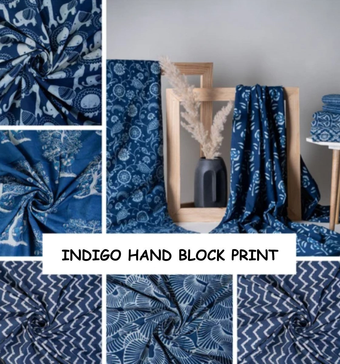 Indigo Hand Block Print Fabric